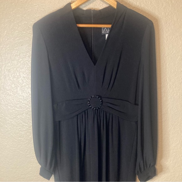 Alex Evenings Womens 10 Black Long Sleeve Gown Maxi Dress Formal Wedding $129 - Picture 3 of 16